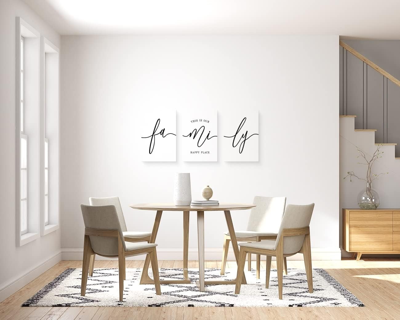 Family Wall Decor Home,Love Art Set of 3 Dining Room Modern Bedroom Decor, Living Signs for Home Office Hanging 12''''x16'''', Black and White 006