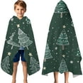 thumbnail image 3 of Dark Green Christmas Tree Pattern Hooded Bath Towel，60"x35" for Ages 3 To 12 Kids, Quick Dry Lightweight Soft Microfiber Hood Beach Towel Cover Up for Kids, 3 of 7
