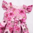 thumbnail image 5 of Odeerbi Toddler Girls Floral Princess Dress Ruffle Sleeve Bowknot Gowns Birthday Party Dress Children's Printed Bow Dress Stage Performance Outfits Pink, 5 of 9