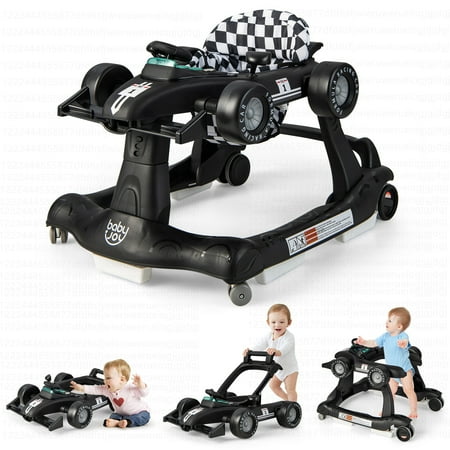 Costway 4-in-1 Baby Walker Foldable Activity Push Walker Adjustable Black