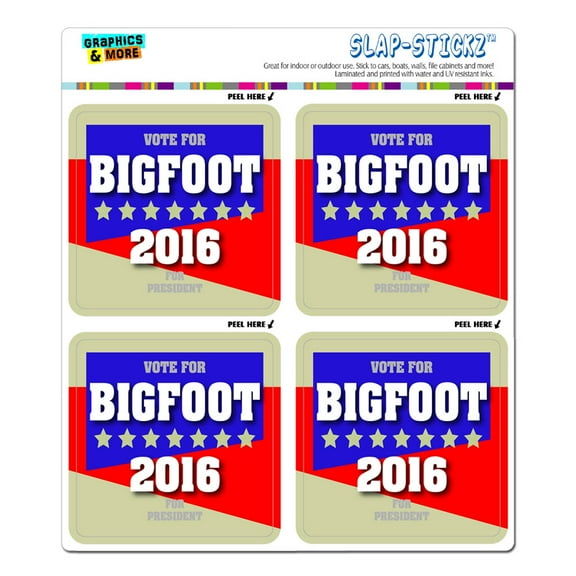 Bigfoot For President 2016 Election SLAP-STICKZ(TM) Premium Sticker Set