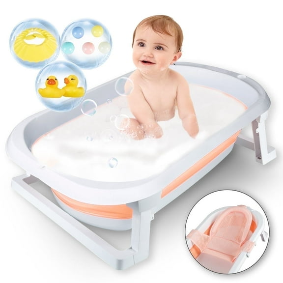 Magic Co. Folding Baby Bathtub, Infant Bath Tub with Anti Slip Pad, Portable Travel Multifunctional for Newborn 0-36 Month
