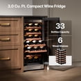thumbnail image 4 of Ca'Lefort 15 inch Wine Cooler Refrigerator, 33 Bottle Wine Fridge with Glass Door Built-in & Freestanding Wine Cooler for Home/Office, 4 of 10