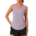 thumbnail image 6 of Ruched Tank Tops for Women, Workout Tank Tops for Women Loose Fitting, Crossback Keyhole Hollow out Sports Tank Tops, Running Sleeveless Yoga Gym Tank Tee Camisole Tops for Lady 0 Purple XXL, 6 of 9