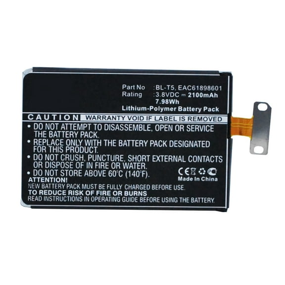 Batteries N Accessories BNA-WB-P3843 Cell Phone Battery - Li-Pol, 3.8, 2100mAh, Ultra High Capacity Battery - Replacement for LG BL-T5, EAC61898601 Battery