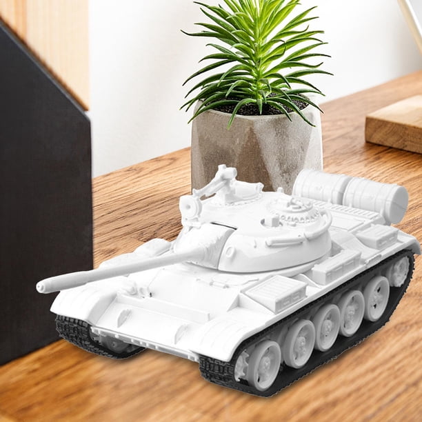Simulación de de juguete de aleación 1/48, versión pintada a mano ensamblable, modelo de para manualidades DIY para mesa, escritorio, decoración del hogar, Blanco Hugo juguetes de tanque