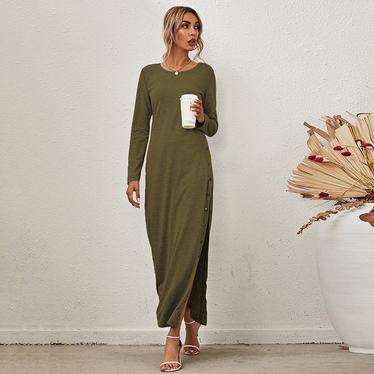 green ruched button dress Women's Ruched Shirt Dress in Green size 0