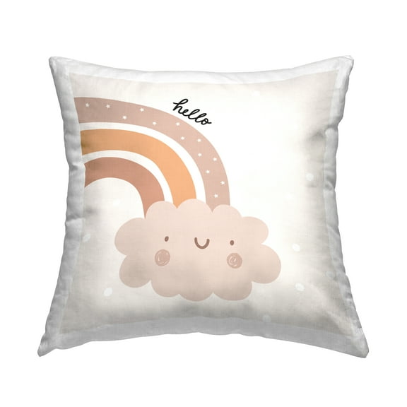 Stupell Industries Hello Smiling Rainbow Square Decorative Printed Throw Pillow, 18 x 18