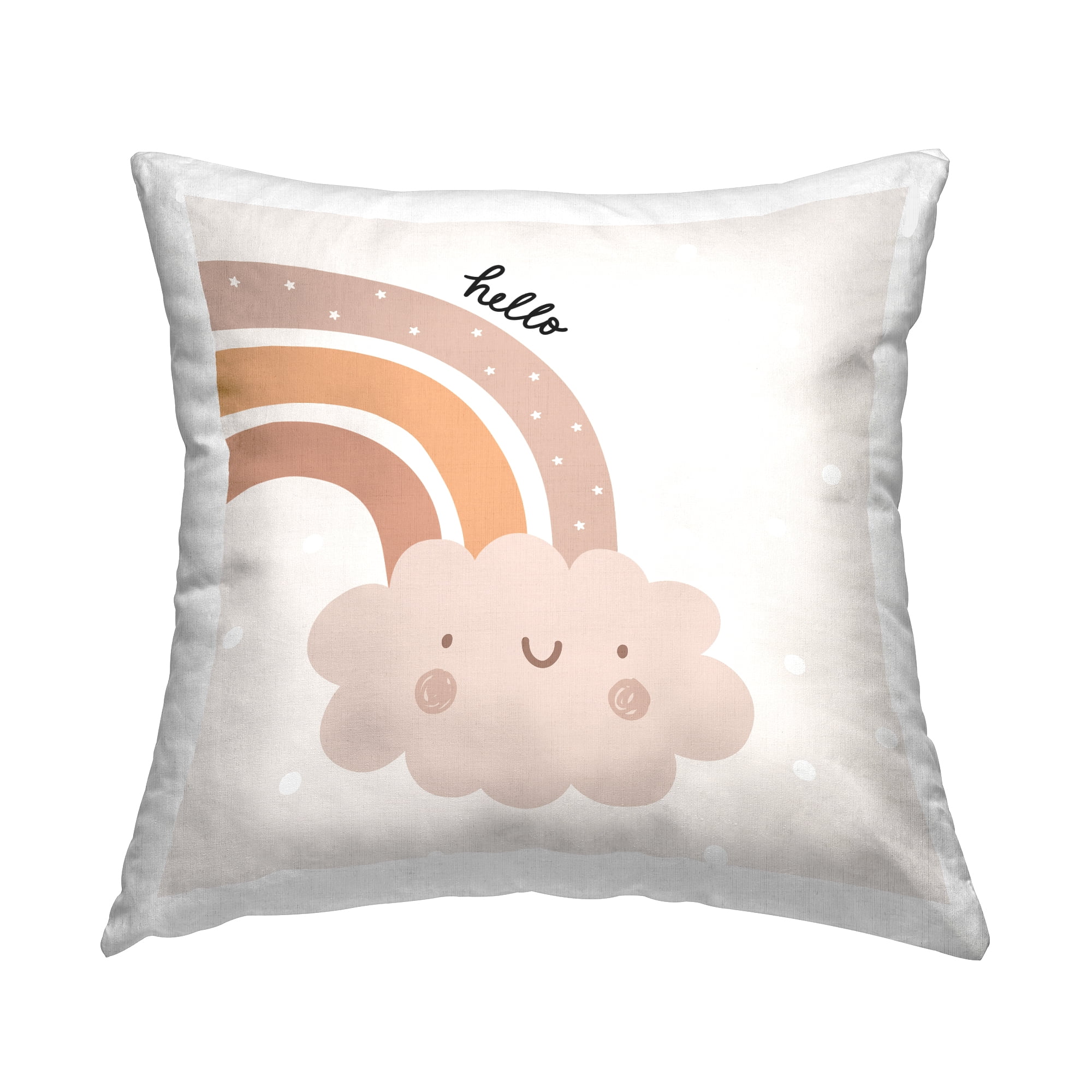 Stupell Industries Hello Smiling Rainbow Square Decorative Printed Throw Pillow 18 x 18