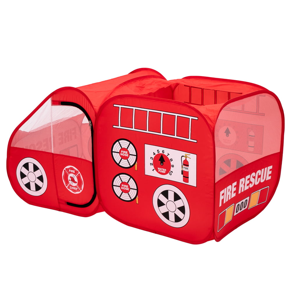 Folding Tent Fire Engine Design Pop Up Play Tent In/Outdoor Playhouse for Kids