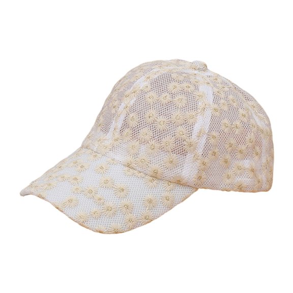 Mesh Floral Lace Baseball Cap with Hollow Out Design, Women's Breathable Summer Sun Hat, Casual Adjustable Korean Style Headwear