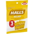 thumbnail image 2 of HALLS Relief Honey Lemon Flavor Cough Drops, 1 Bag - 3 On-the-Go Packs Per Bag (24 Drops Total), 2 of 7