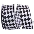 thumbnail image 1 of Reliant Ribbon 93611W-984-40K 20.5 in. 50 Yards Diamond Dan 2 Wired Edge Ribbon, Black & White, 1 of 1
