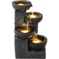 thumbnail image 6 of Haverchair 21.9" Outdoor Water Fountain with LED Lights, 4-Tier Bowl and Stacked Stones Garden Fountain, Modern Cascading Waterfall Fountains for Garden, Patio, Backyard, Porch and Home Decor, 6 of 8