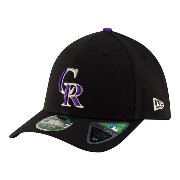 Men's New Era  Black Colorado Rockies Player Replica 39THIRTY M-Crown Flex Hat