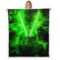 thumbnail image 1 of Erosebridal Neon Lightsaber Fleece Blanket, Green Geometry Sherpa Throw, Lightning Decor, 90x90, 1 of 7