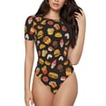 thumbnail image 1 of Balery Burger Fries Body de cuello redondo de manga corta para mujer Tops de manga corta Tops básicos-Small, 1 of 7
