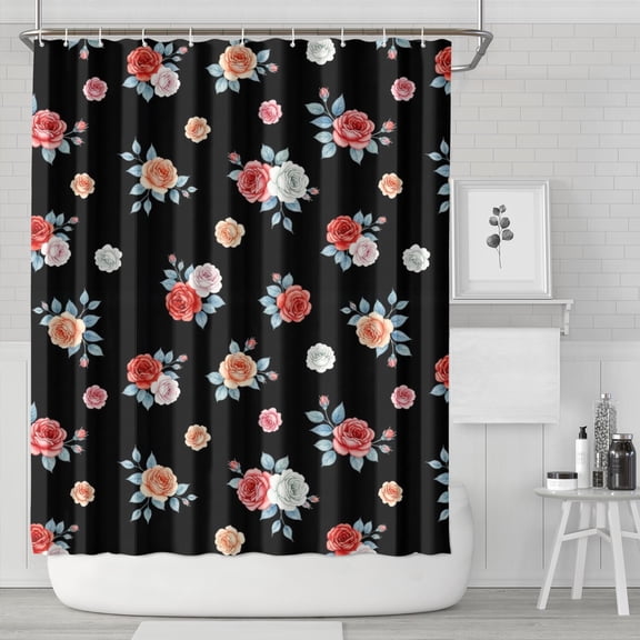 Pioneer Flower Floral Print Pattern Shower Curtain 84"x72", Bathroom Decorative Shower Curtain Set with 12 Hooks, Waterproof Washable