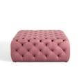 thumbnail image 3 of Tufted Accent Chair Ottoman, Square, Velvet, Pink, Modern Contemporary Urban Design, Living Lounge Room Hotel Lobby Hospitality, 3 of 7