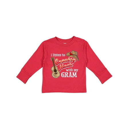 

Inktastic I Listen to Country Music with my Gram Guitar and Hat Gift Toddler Boy or Toddler Girl Long Sleeve T-Shirt