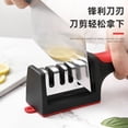 thumbnail image 4 of [3-Second Knife Sharpener] Knife Sharpening Tool, Whetstone, Household Kitchen Knife Sharpening, German Multi-functional Cutting Tool, Home Use Design [Four-Section Red and Black Sharpener] PP Bag, 4 of 5