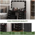 thumbnail image 3 of Uforic Glass Top Vanity Desk with Lighted Mirror, 10 Drawers & Power Outlets for Adults, Black, 3 of 9
