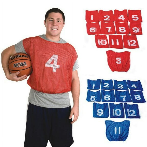 Spectrum Adult Numbered Mesh Pinnies-Red