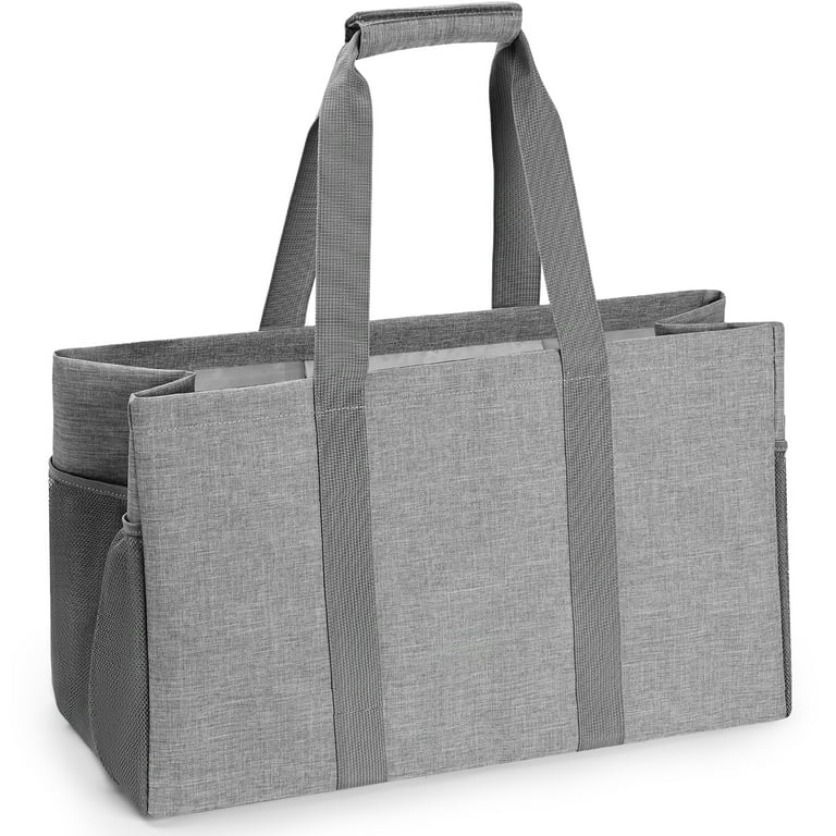 Kitsin Utility Tote Bag with Pockets Foldable Totes for Groceries