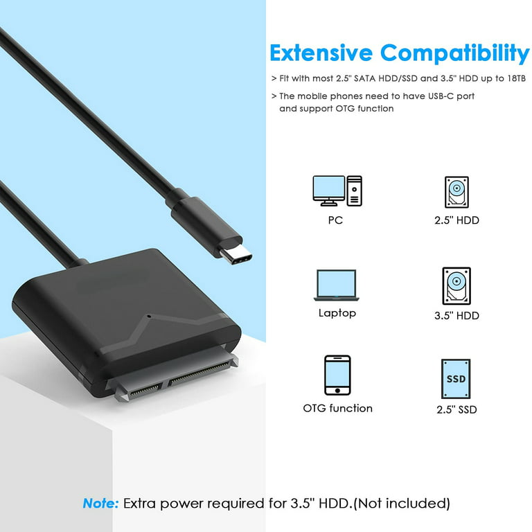 New USB 3.1 Type C to SATA III HDD SSD 2.5 Hard Drive Adapter