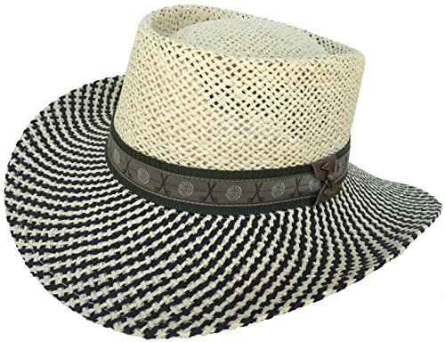 Paper Straw Gambler Wide Brim 2 Tone 