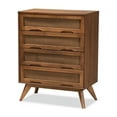 thumbnail image 2 of Baxton Studio Barrett Mid-Century Modern Walnut Brown Finished Wood and Synthetic Rattan 4-Drawer Chest, 2 of 7