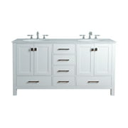 Stufurhome 72 inch Malibu Pure White Double Sink Bathroom Vanity