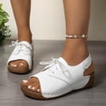 thumbnail image 4 of Ladies Daily Walking Open Toe Sandals, Slip On Low Platform Cushioned Footwear Spring Summer Casual Shoes White 6, 4 of 7