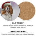 thumbnail image 5 of Round Drink Coasters, 6 Pcs Dog Cavalier King Charles Spaniel in a Hat of Santa Claus Absorbent Ceramic Coaster with Cork Base for Coffee Cups Housewarming Gift for Home Decor, 5 of 5