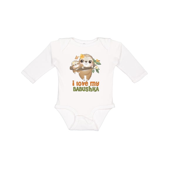 Inktastic Sloth I Love My Babushka Boys or Girls Long Sleeve Baby Bodysuit