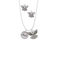 thumbnail image 2 of Delight Jewelry Silvertone Peace - Round Seal Silver tone Guardian Angel Charm Necklace and Stud Earrings, 2 of 4