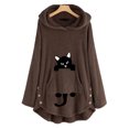 thumbnail image 2 of Pntutb - Sudadera con capucha para mujer con bordado de gato, talla grande Pntutb Pntutb-1374, 2 of 4