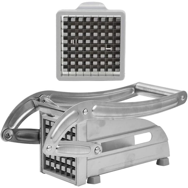 Cortador de patatas fritas de acero inoxidable, cortador de patatas profesional, picador de verduras fácil con 2 cuchillas intercambiables, ideal para patatas, cebollas, zanahorias y pepino Kuyhfg Bienvenido a Kuyhfg
