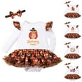 thumbnail image 5 of Vividxx Thanksgiving Baby Girls Bodysuit Outfits Sets Long Sleeve Turkey Print Romper With Hair Accessories Cute Holiday O-Neck Holiday Dailywear, 5 of 5