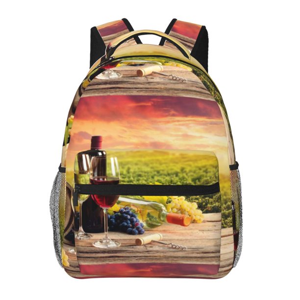 Disketp Red Wine Glasses Mochila Estampada para Hombre y Mujer – Mochila Ligera Clásica con Múltiples Bolsillos para Universidad, Trabajo y Viajes-One Size