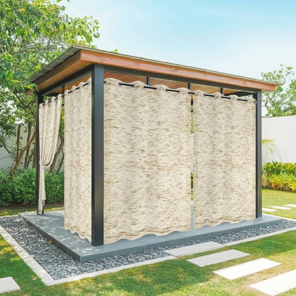 Outdoor Curtains for Patio Waterproof, Beige Flowers Outdoor Privacy Panels Grommet, Spring Floral Farmhouse Retro Art Blackout Outside Curtains for Porch/Cabana/Pergola/Gazebo 54"x84", 2 Panels