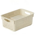 thumbnail image 5 of White Plastic Basket, Home Organization and Storage Baskets with Handles, Space Saving Woven Organizer Bins Plastic Storage Basket for Organizing Cabinets,Closets, Shelves, Countertops, 5 of 6