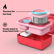 OmieBox UP is an Insulated Bento Lunch Box with a 12oz Thermos - Cherry Pink by OmieLife