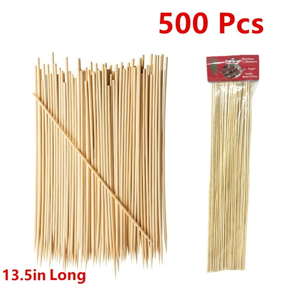 500 Pcs Bamboo Skewer Kabob Grill Appetizer Fruit Picks BBQ Skewers 13.5 in