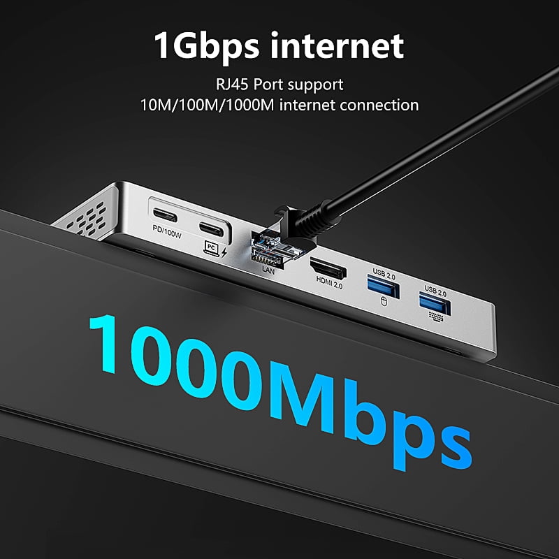 14 in 1 USB C Hub,  USB C Docking Station Dual Monitor, Adapter with HDMI(4K60Hz), Ethernet, 3 USB 10G,100W PD, SD/TF, Audio, Laptop Docking Station for Dell/HP/Lenovo/ThinkPad/Surface