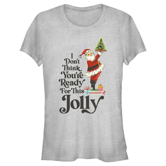 Junior's Lost Gods Santa You're Ready for This Jolly Graphic Tee Athletic Heather 2X Large
