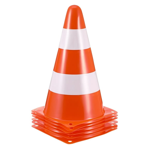 BESTYASH 6-Pack Stackable Plastic Parking Cones with Reflective Strips for Traffic Safety and Control