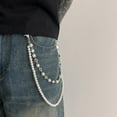 thumbnail image 4 of Fashion Layered Pants Wallet Chains - Exquisite Gold Silver Rhinestone Flower Pearl Jean Pocket Chain for Women Men Cute Bag Purse Charms Jewelry, 4 of 7