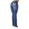 thumbnail image 6 of Fashion2Love Womens Juniors Colombian Design Butt Lift Mid Waist Boot Leg Jeans, 6 of 10