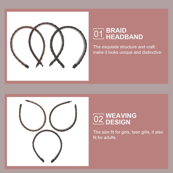 PAMINGONO 3Ud Para El Mujer Con Diademas Trenzadas Multicolor Para Uso Diario